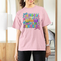 Just A Girl Who Loves Squishies T Shirt For Women Cute Butter Dumpling Graphic Coquette Bow Girls