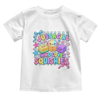Just A Girl Who Loves Squishies Toddler T Shirt Cute Butter Dumpling Graphic Coquette Bow Girls