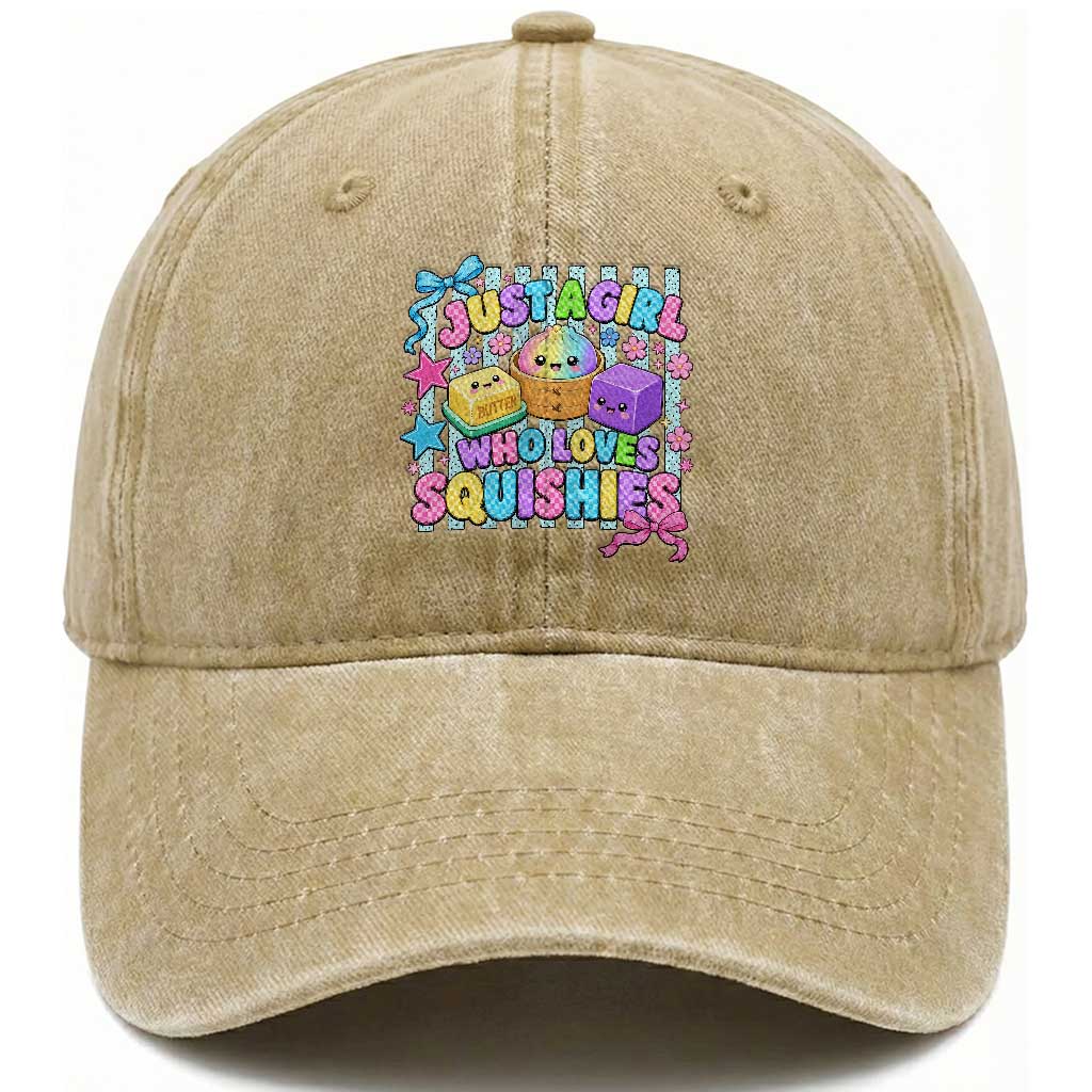 Just A Girl Who Loves Squishies Washed Cotton Baseball Cap Cute Butter Dumpling Graphic Coquette Bow Girls