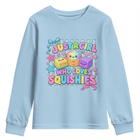Just A Girl Who Loves Squishies Youth Sweatshirt Cute Butter Dumpling Graphic Coquette Bow Girls