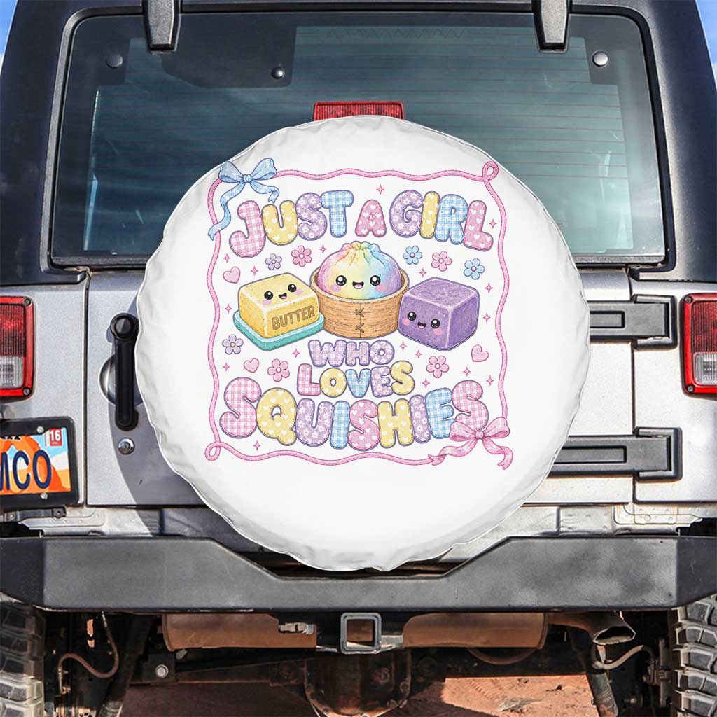 Just A Girl Who Loves Squishies Spare Tire Cover Squishy Lovers Kawaii Dumpling Graphic Coquette Bow Girls