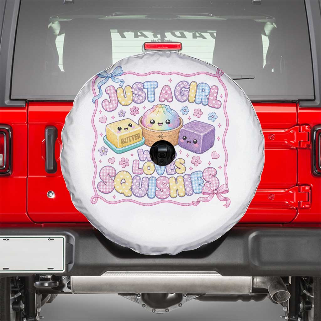Just A Girl Who Loves Squishies Spare Tire Cover Squishy Lovers Kawaii Dumpling Graphic Coquette Bow Girls