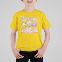 Just A Girl Who Loves Squishies T Shirt For Kid Squishy Lovers Kawaii Dumpling Graphic Coquette Bow Girls