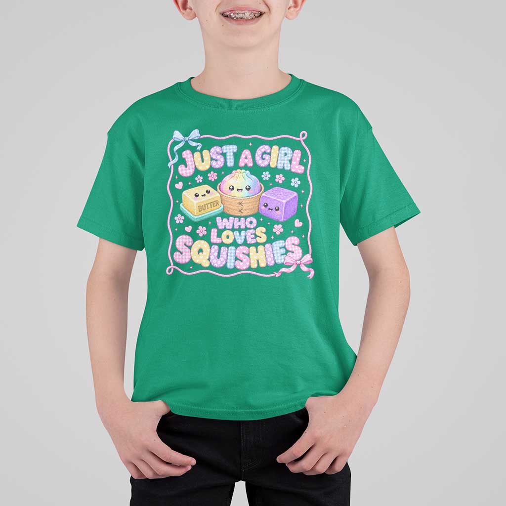 Just A Girl Who Loves Squishies T Shirt For Kid Squishy Lovers Kawaii Dumpling Graphic Coquette Bow Girls