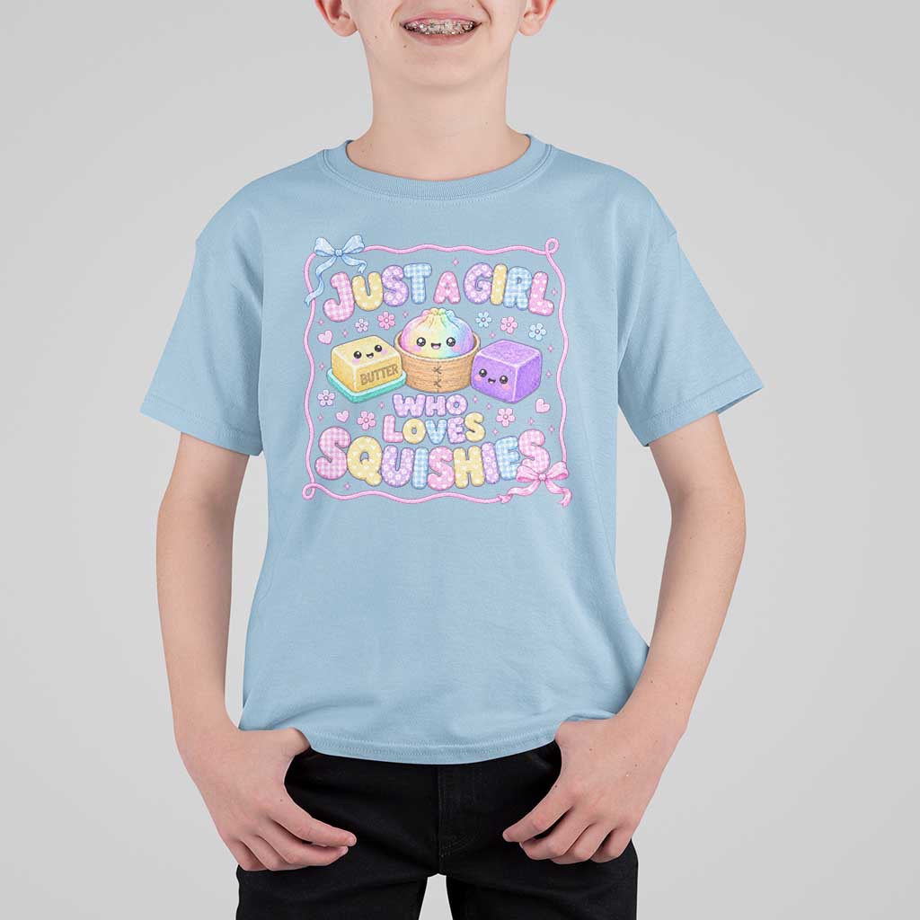 Just A Girl Who Loves Squishies T Shirt For Kid Squishy Lovers Kawaii Dumpling Graphic Coquette Bow Girls