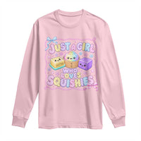 Just A Girl Who Loves Squishies Long Sleeve Shirt Squishy Lovers Kawaii Dumpling Graphic Coquette Bow Girls