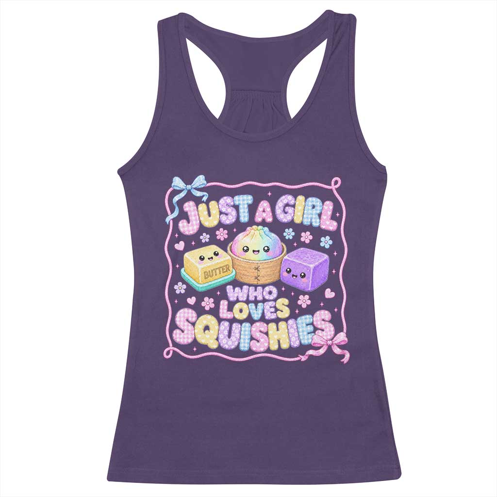 Just A Girl Who Loves Squishies Racerback Tank Top Squishy Lovers Kawaii Dumpling Graphic Coquette Bow Girls