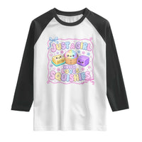 Just A Girl Who Loves Squishies Raglan Shirt Squishy Lovers Kawaii Dumpling Graphic Coquette Bow Girls