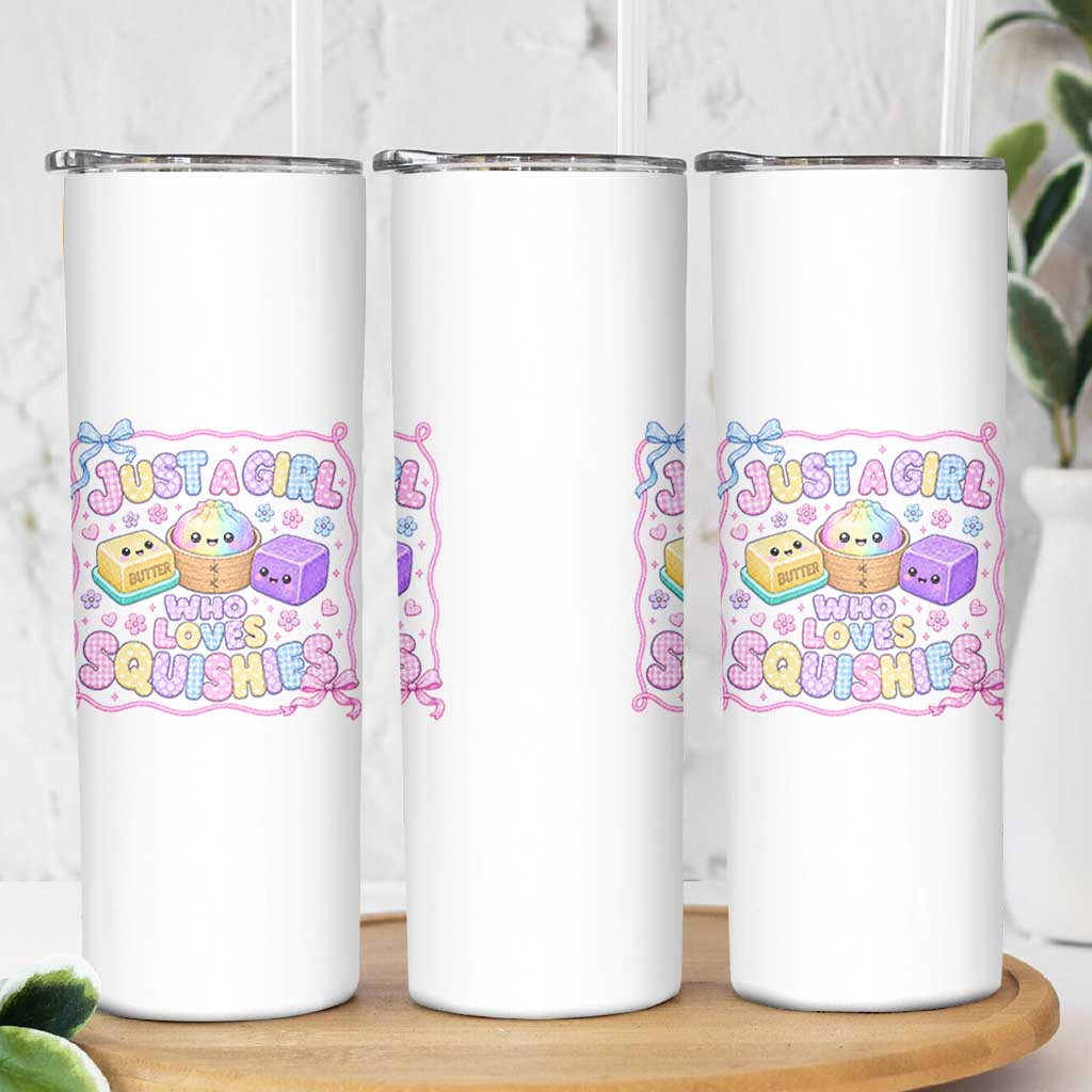 Just A Girl Who Loves Squishies Skinny Tumbler Squishy Lovers Kawaii Dumpling Graphic Coquette Bow Girls