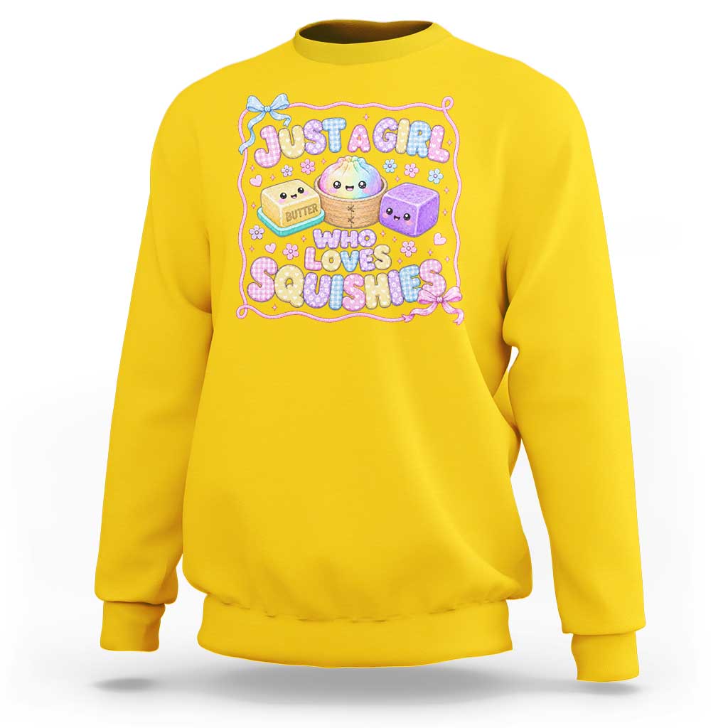 Just A Girl Who Loves Squishies Sweatshirt Squishy Lovers Kawaii Dumpling Graphic Coquette Bow Girls