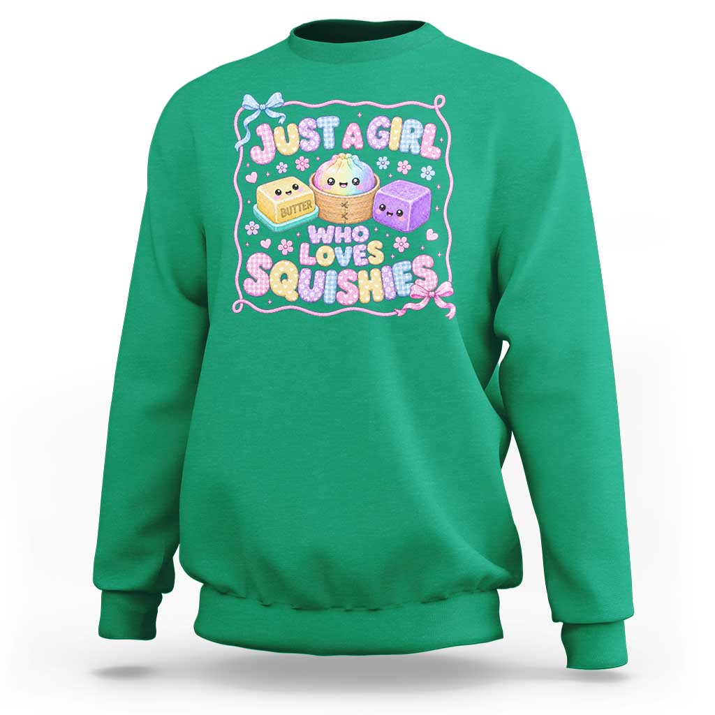 Just A Girl Who Loves Squishies Sweatshirt Squishy Lovers Kawaii Dumpling Graphic Coquette Bow Girls