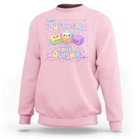 Just A Girl Who Loves Squishies Sweatshirt Squishy Lovers Kawaii Dumpling Graphic Coquette Bow Girls