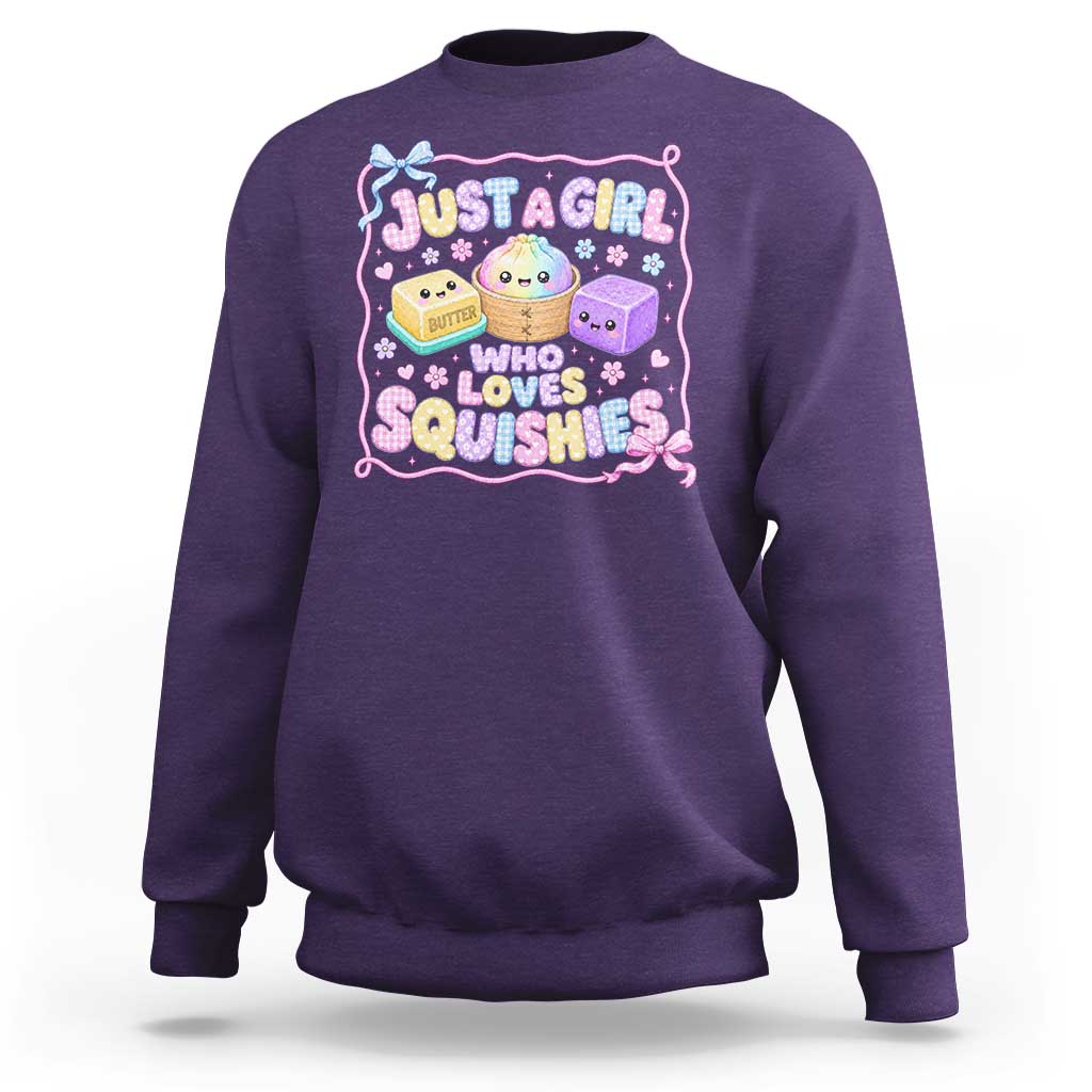 Just A Girl Who Loves Squishies Sweatshirt Squishy Lovers Kawaii Dumpling Graphic Coquette Bow Girls