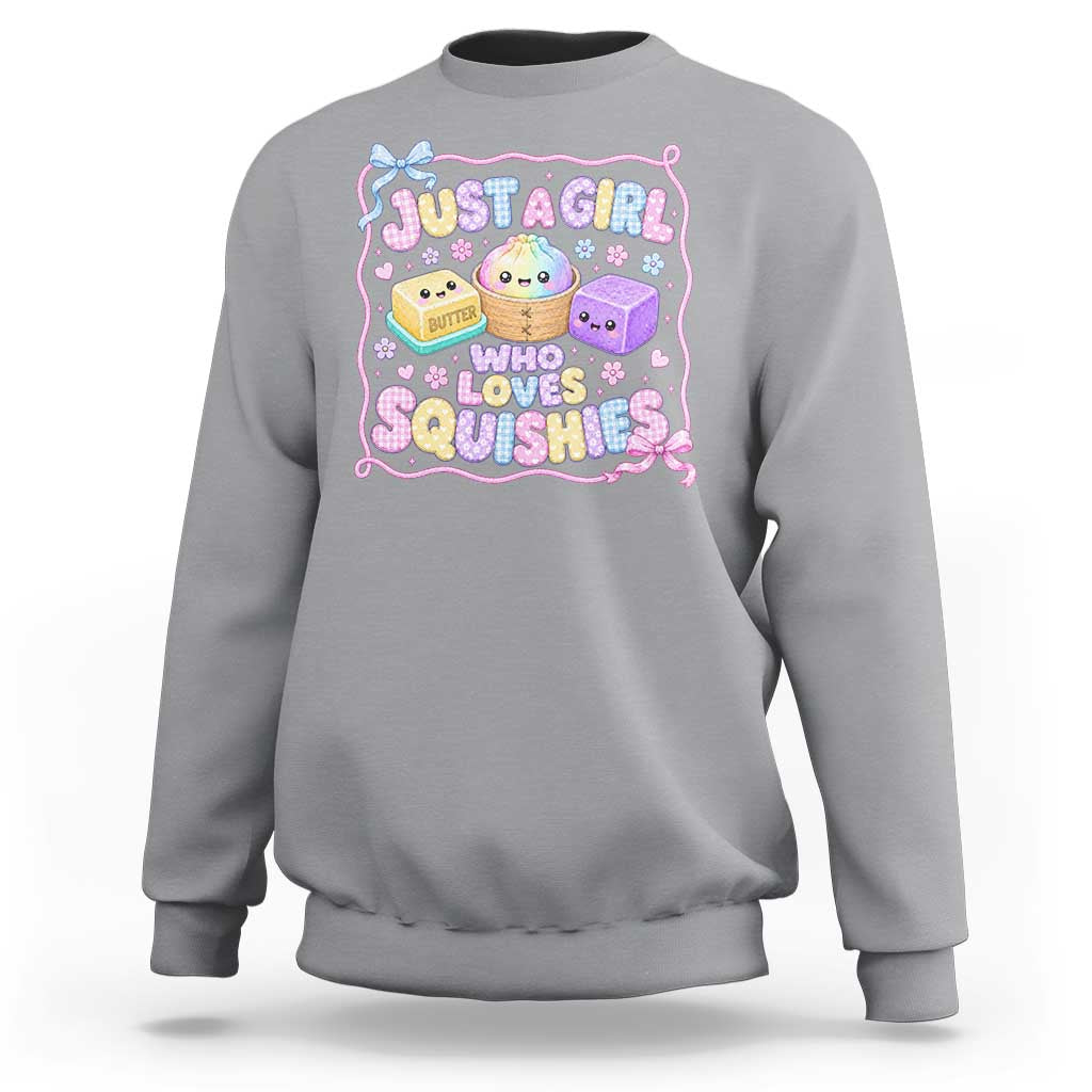 Just A Girl Who Loves Squishies Sweatshirt Squishy Lovers Kawaii Dumpling Graphic Coquette Bow Girls