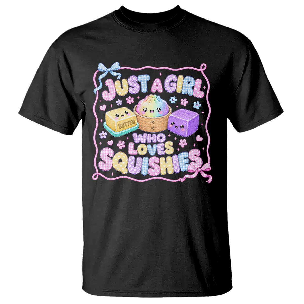 Just A Girl Who Loves Squishies T Shirt Squishy Lovers Kawaii Dumpling Graphic Coquette Bow Girls