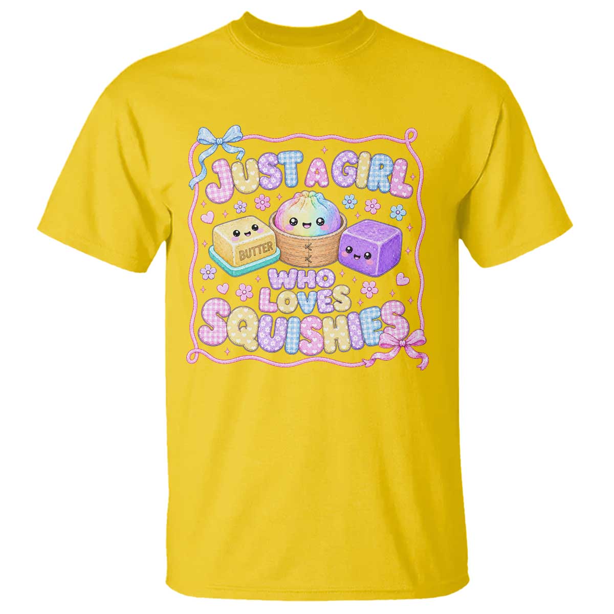 Just A Girl Who Loves Squishies T Shirt Squishy Lovers Kawaii Dumpling Graphic Coquette Bow Girls