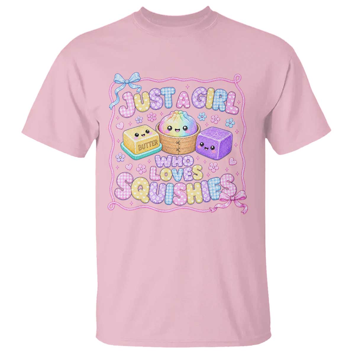 Just A Girl Who Loves Squishies T Shirt Squishy Lovers Kawaii Dumpling Graphic Coquette Bow Girls