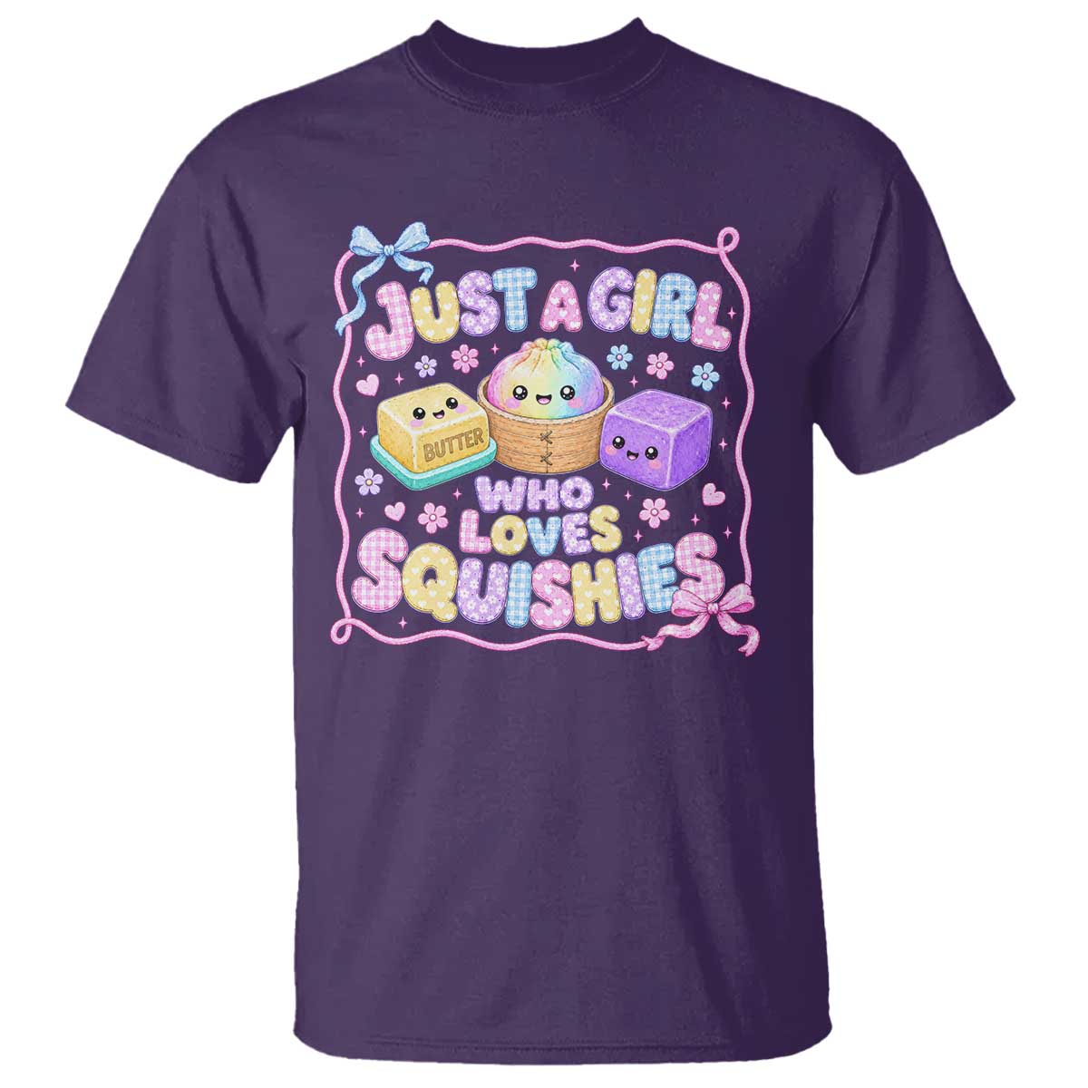 Just A Girl Who Loves Squishies T Shirt Squishy Lovers Kawaii Dumpling Graphic Coquette Bow Girls