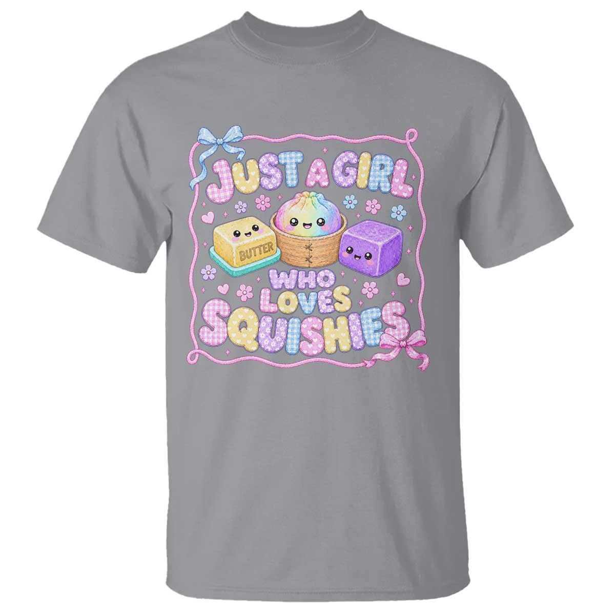 Just A Girl Who Loves Squishies T Shirt Squishy Lovers Kawaii Dumpling Graphic Coquette Bow Girls