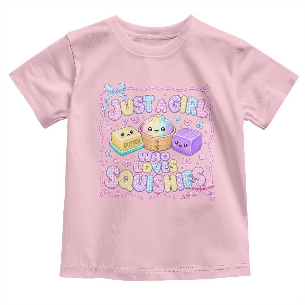 Just A Girl Who Loves Squishies Toddler T Shirt Squishy Lovers Kawaii Dumpling Graphic Coquette Bow Girls