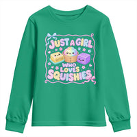 Just A Girl Who Loves Squishies Youth Sweatshirt Squishy Lovers Kawaii Dumpling Graphic Coquette Bow Girls