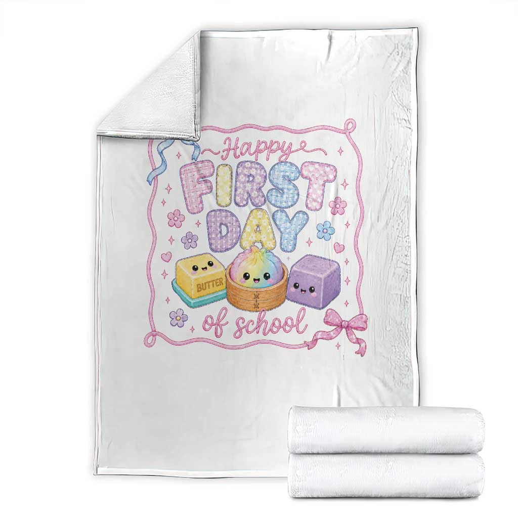 Happy First Day Of School Cute Kawaii Squishy Back To School Graphic Throw Blanket