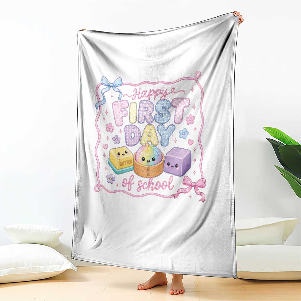 Happy First Day Of School Cute Kawaii Squishy Back To School Graphic Throw Blanket