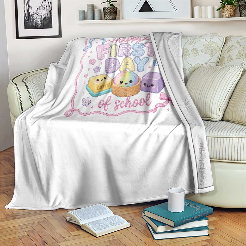 Happy First Day Of School Cute Kawaii Squishy Back To School Graphic Throw Blanket