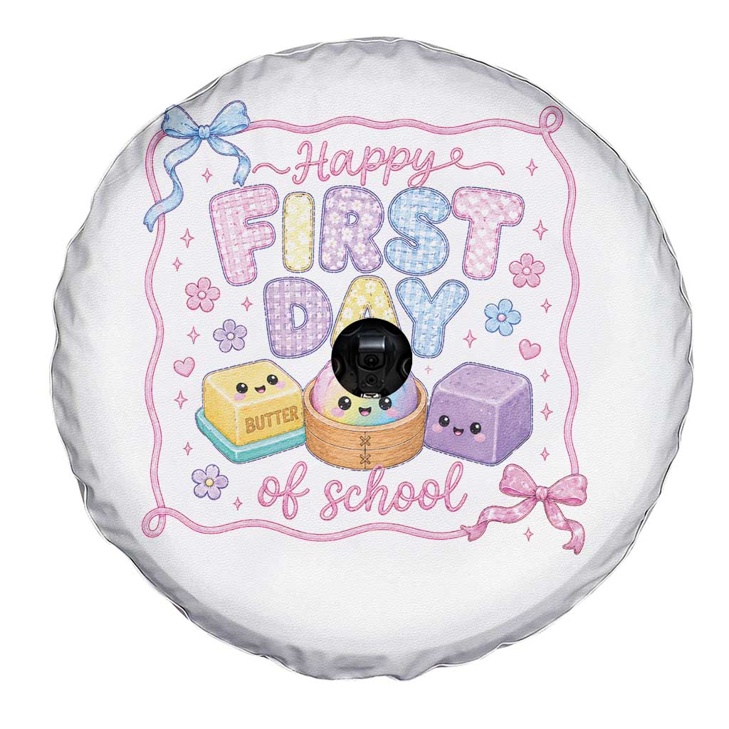 Happy First Day Of School Cute Kawaii Squishy Back To School Graphic Spare Tire Cover