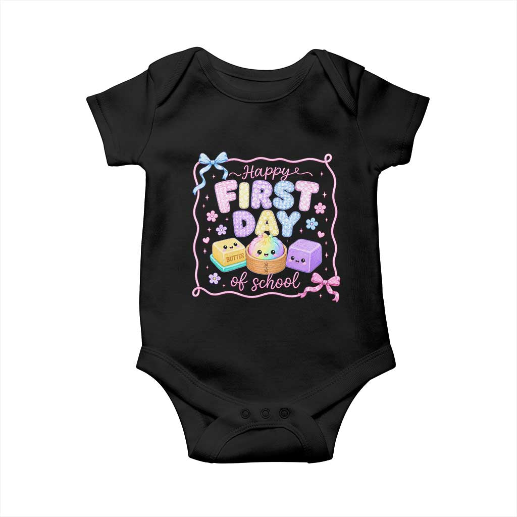 Happy First Day Of School Cute Kawaii Squishy Back To School Graphic Baby Onesie