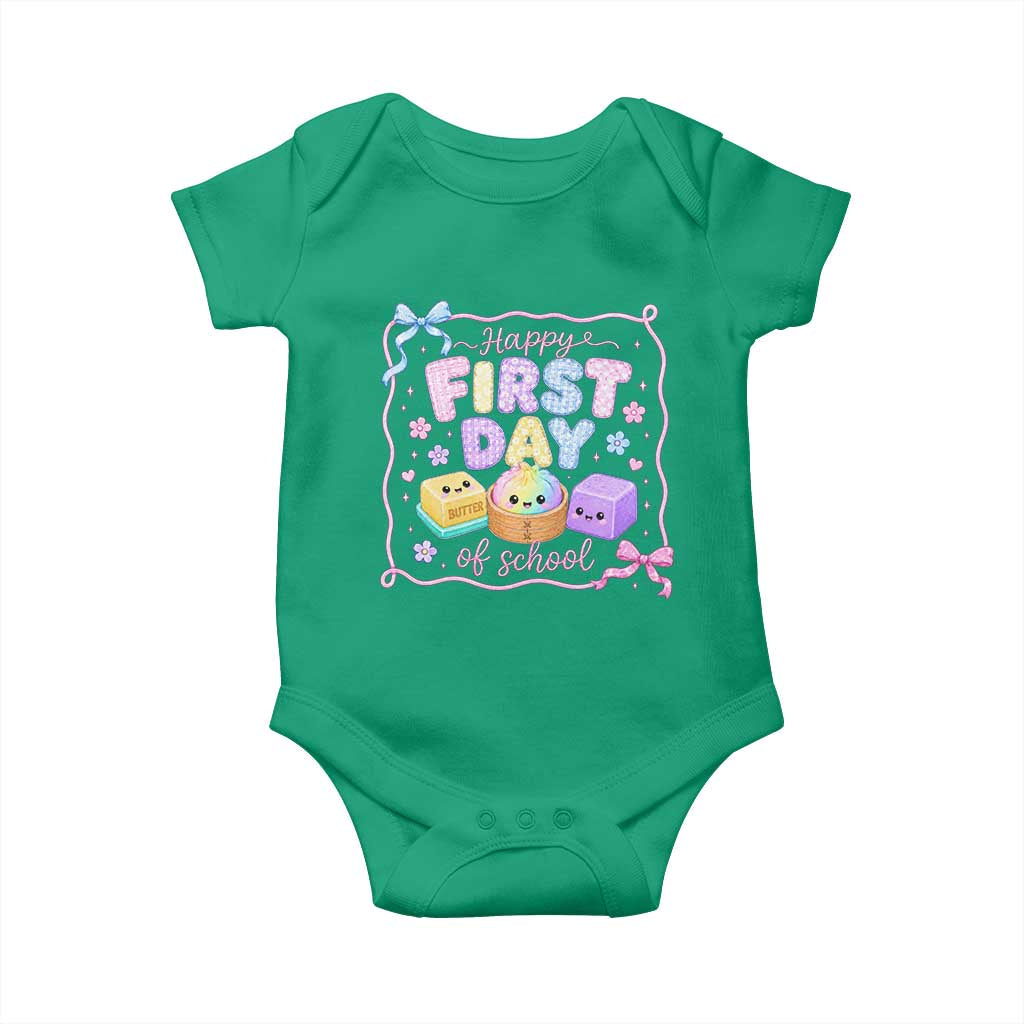 Happy First Day Of School Cute Kawaii Squishy Back To School Graphic Baby Onesie