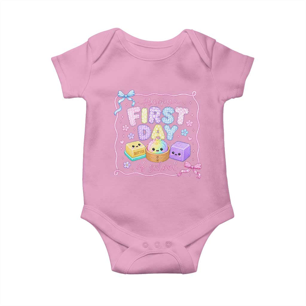Happy First Day Of School Cute Kawaii Squishy Back To School Graphic Baby Onesie