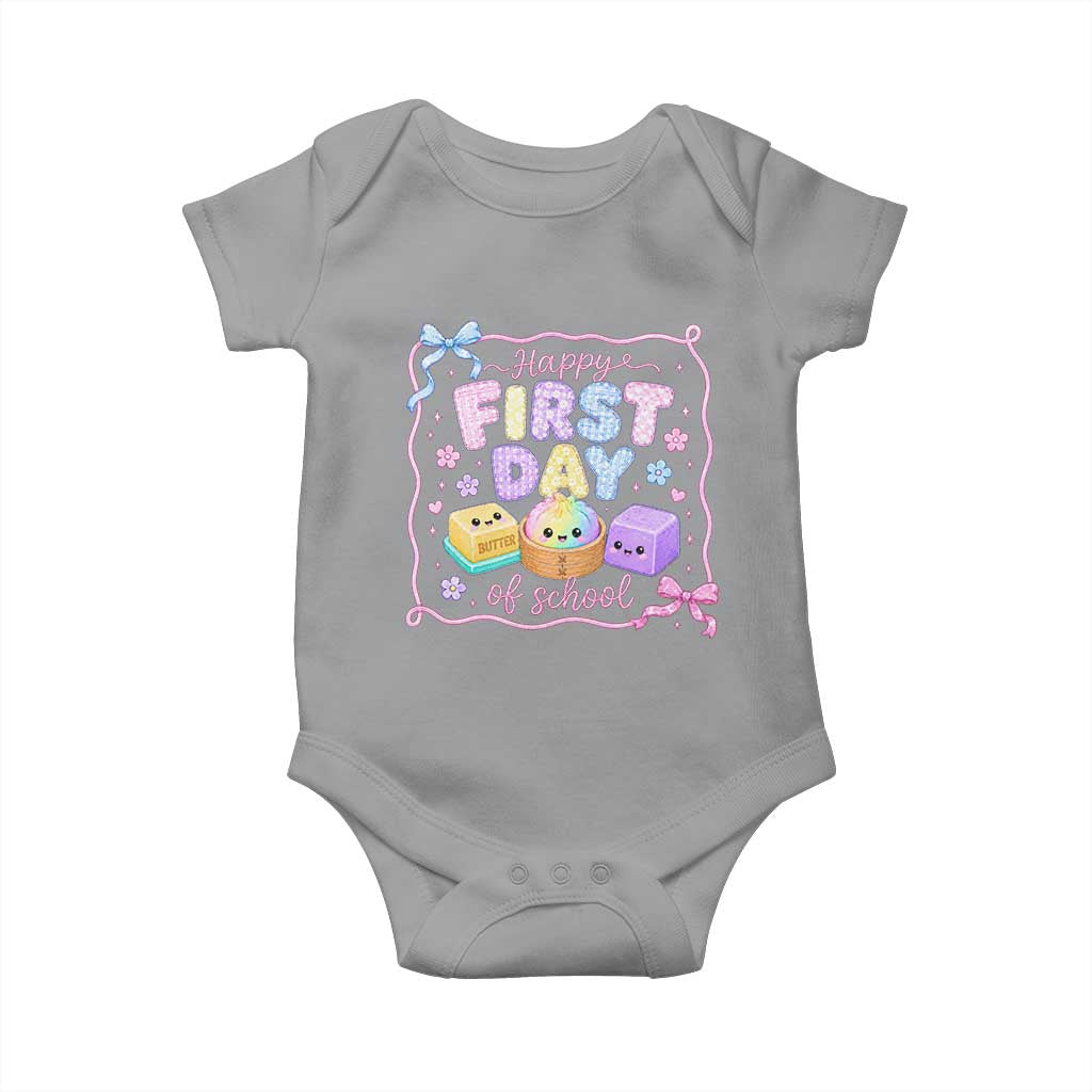 Happy First Day Of School Cute Kawaii Squishy Back To School Graphic Baby Onesie