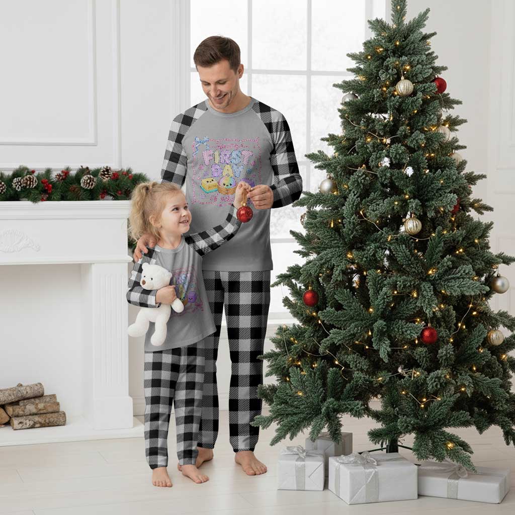 Happy First Day Of School Cute Kawaii Squishy Back To School Graphic Plaid Pajama Set