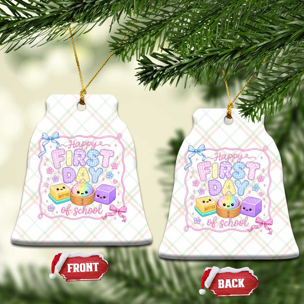 Happy First Day Of School Cute Kawaii Squishy Back To School Graphic Ceramic Ornament