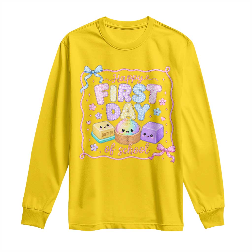 Happy First Day Of School Cute Kawaii Squishy Back To School Graphic Long Sleeve Shirt