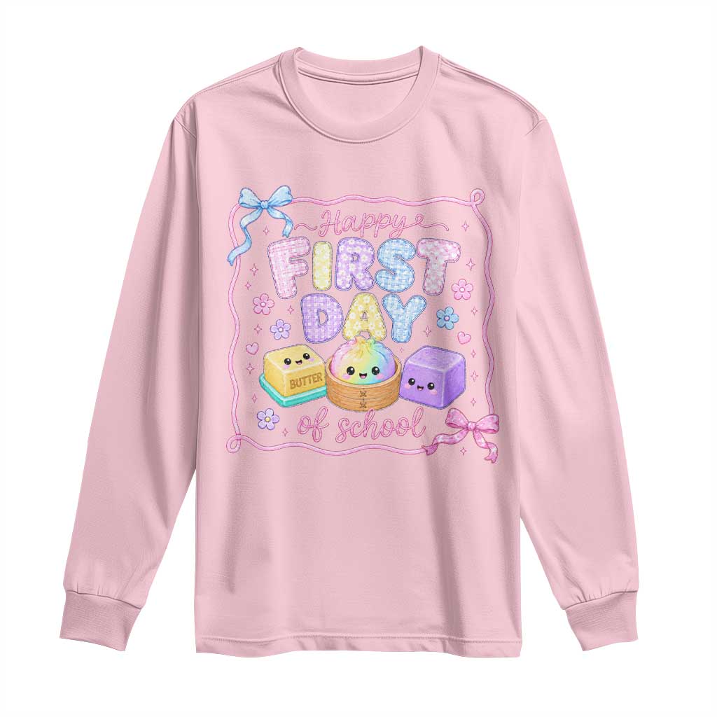 Happy First Day Of School Cute Kawaii Squishy Back To School Graphic Long Sleeve Shirt