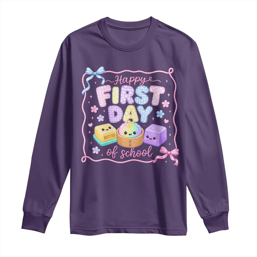 Happy First Day Of School Cute Kawaii Squishy Back To School Graphic Long Sleeve Shirt