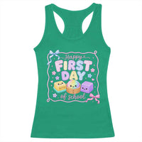 Happy First Day Of School Cute Kawaii Squishy Back To School Graphic Racerback Tank Top