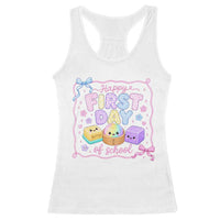 Happy First Day Of School Cute Kawaii Squishy Back To School Graphic Racerback Tank Top