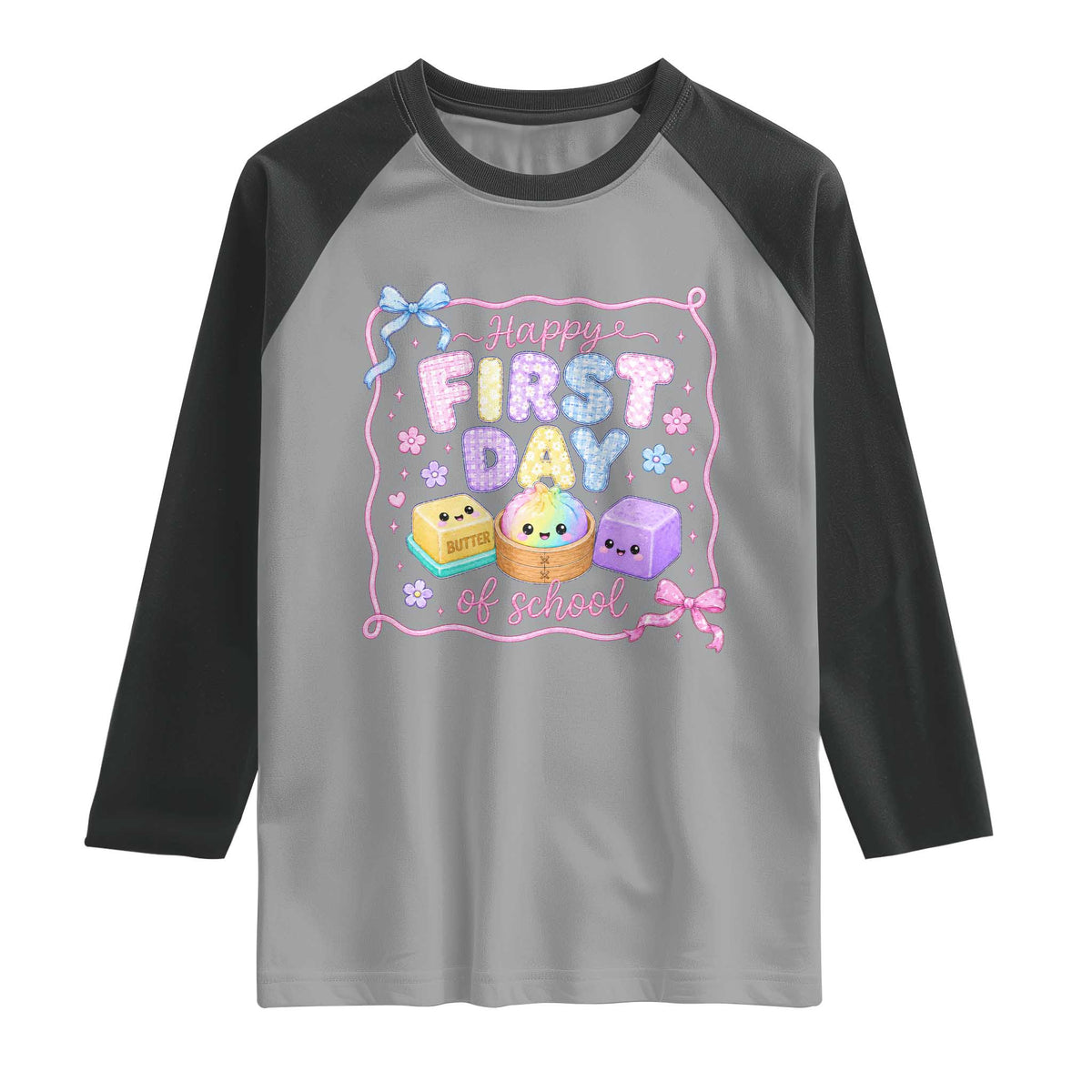 Happy First Day Of School Cute Kawaii Squishy Back To School Graphic Raglan Shirt