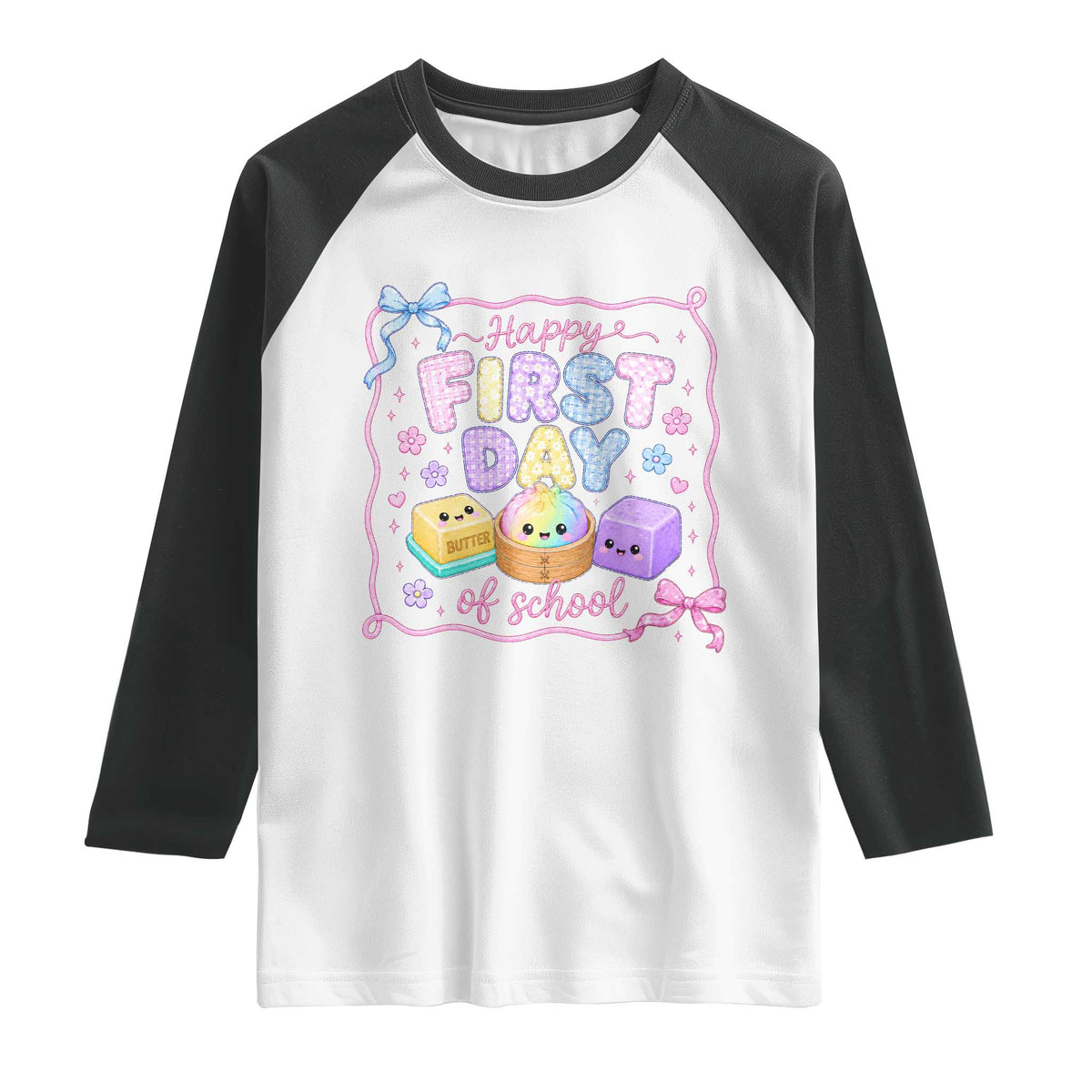 Happy First Day Of School Cute Kawaii Squishy Back To School Graphic Raglan Shirt