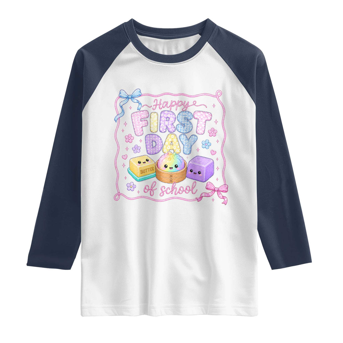 Happy First Day Of School Cute Kawaii Squishy Back To School Graphic Raglan Shirt