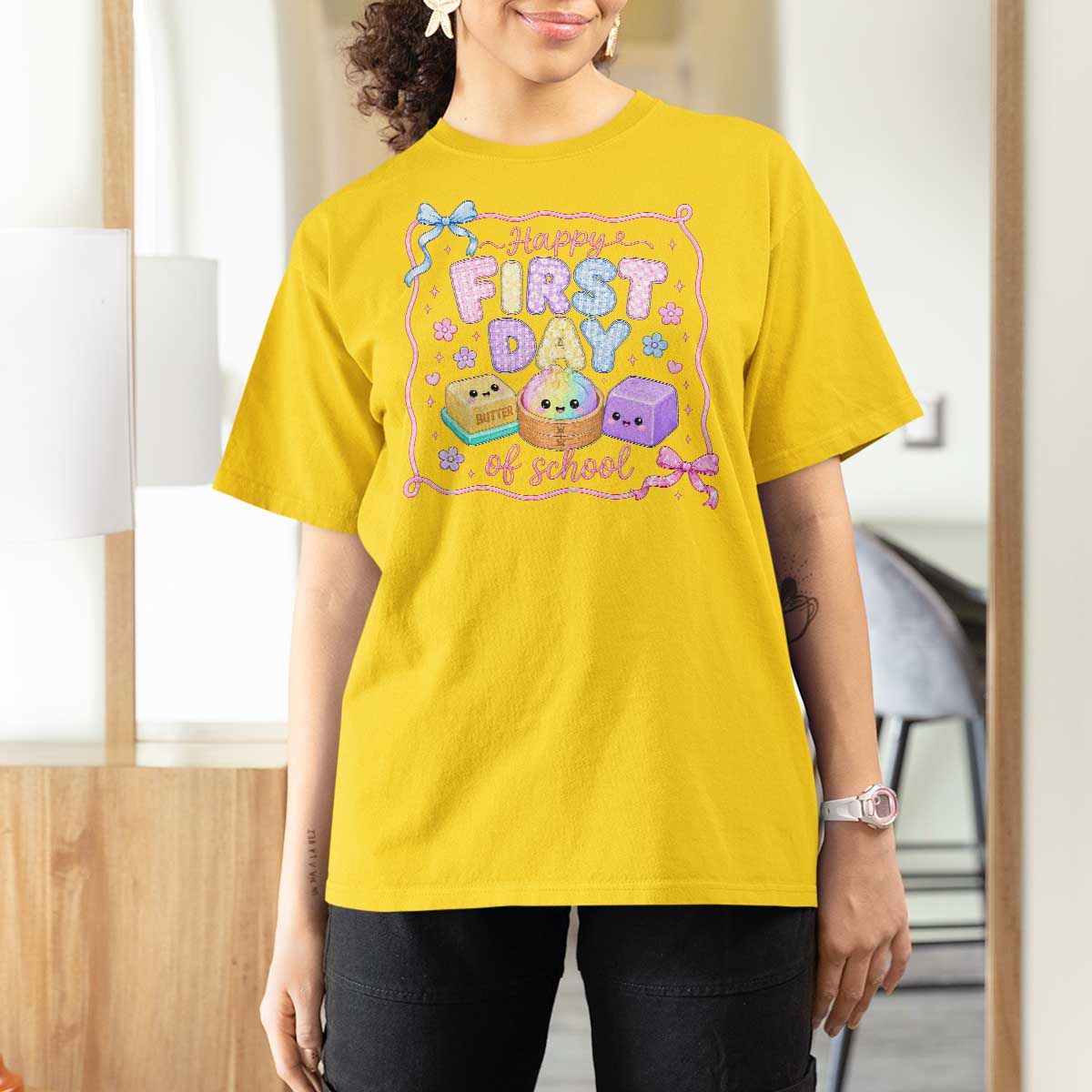 Happy First Day Of School Cute Kawaii Squishy Back To School Graphic T Shirt For Women