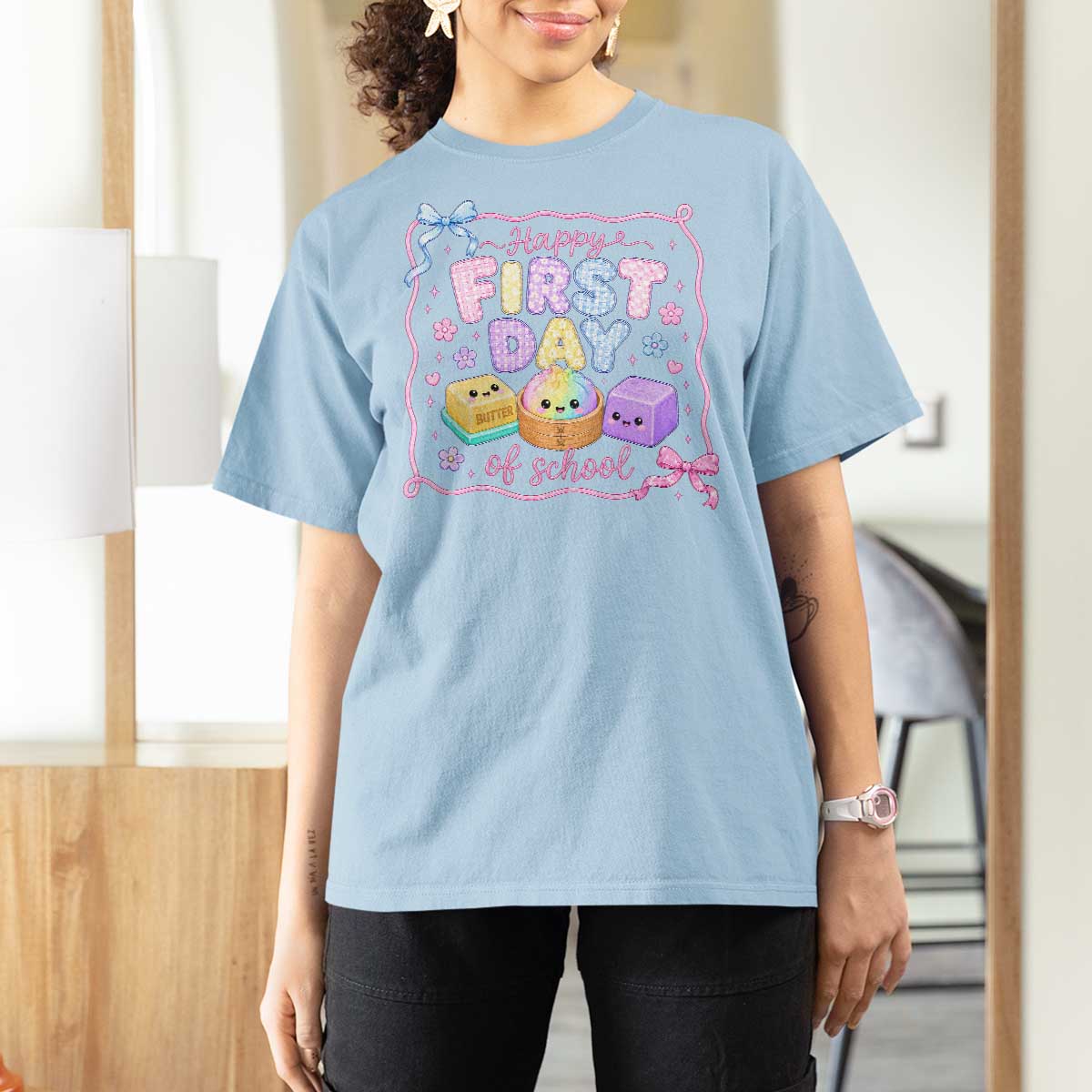 Happy First Day Of School Cute Kawaii Squishy Back To School Graphic T Shirt For Women
