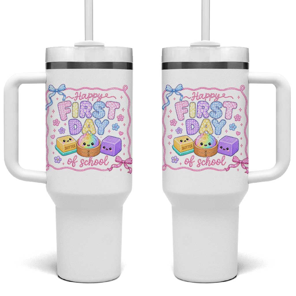 Happy First Day Of School Cute Kawaii Squishy Back To School Graphic Tumbler With Handle