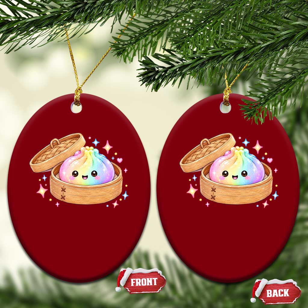 Cute Rainbow Dumpling Squishy Ceramic Ornament Kawaii Graphic