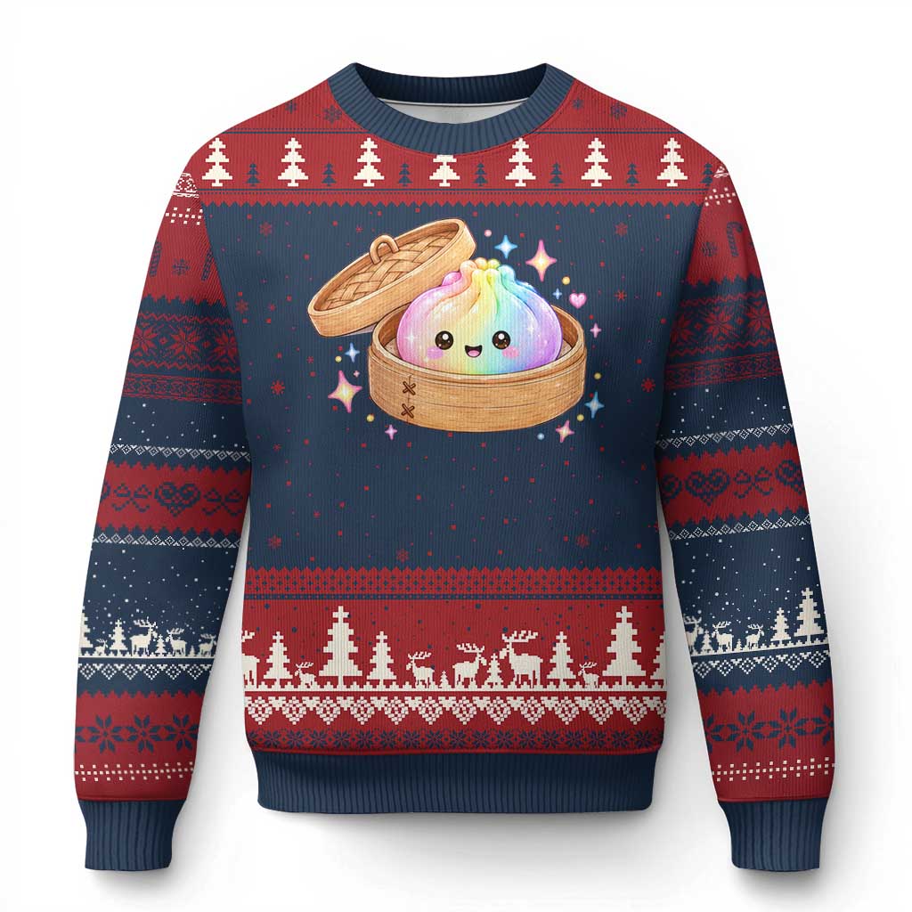 Cute Rainbow Dumpling Squishy Ugly Christmas Sweater Kawaii Graphic