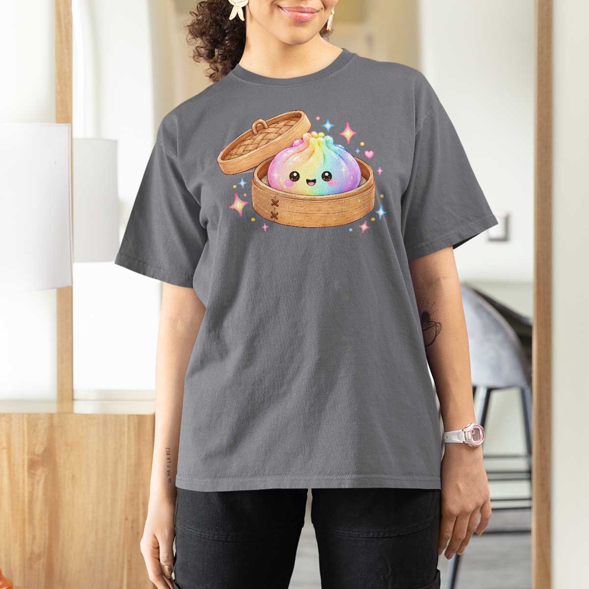 Cute Rainbow Dumpling Squishy T Shirt For Women Kawaii Graphic