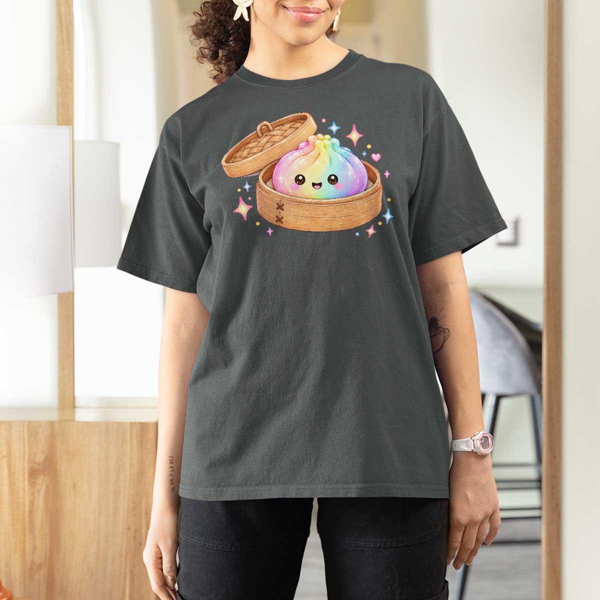 Cute Rainbow Dumpling Squishy T Shirt For Women Kawaii Graphic